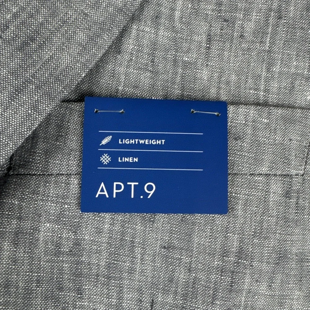 New! Apt 9 Mens Linen Blazer 38R Slim Fit Lightweight Bluish Gray Preppy Office